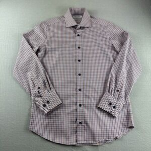 Twillory Shirt Mens 15 Tailored Fit Plaid Blue Orange Safe Cotton Long Sleeve